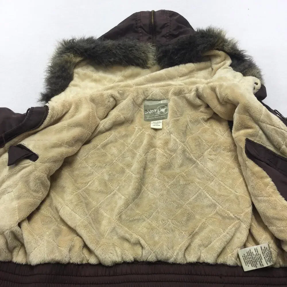 Noni Jacket Kids 4T Brown Hooded Bomber Faux Fur Lined Nylon Zip Coat Winter